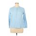 Style&Co Long Sleeve Henley Shirt: Blue Tops - Women's Size X-Large