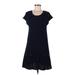 Style&Co Casual Dress - Mini Scoop Neck Short sleeves: Blue Solid Dresses - Women's Size Medium