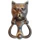 Anatolica Cats Head Brass Door Knocker 5.5 inches,Antique Bronze Finish