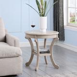 Farmhouse Solid Wood Oval End Side Tables,Extra Shelf Storage for Decor Accents or Indoor Plant，for Bedroom Living Rooms