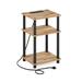 Furinno Just 3-Tier Turn-N-Tube USB and Type-C Charging Port End Table with Open Storage, Flagstaff Oak/Black