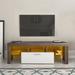 LED TV Stand Television Cabinet with Storage Shelves Fits TVs up to 55", Media Console Table for Living Room, Brown+White