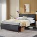 VECELO Modern Faux Leather Upholstered Bed, Beige/Grey