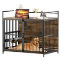Homlux Furniture Style Medium Dog Crate with 360Â° & Adjustable Raised Feeder for Dogs