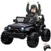 Simzone 2 Seats Battery Powered Electric Truck with Remote Control 24V Kids Ride on Toy with 20inch Extra Width Seat for 3-8 Years Kids Black