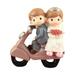 NUOLUX Romantic Figurine Gift Elegant Bride and Groom Ride Motorcycle Cake Topper Figurine Desktop Decoration (Brown)