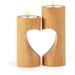 Tealight Candle Holder Wood Candle Holders for Table Set of 2 Combined Heart Candle Stands for Home Decor