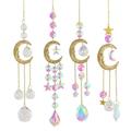 Yesbay Faux Crystal Sun Catcher Pendant Rainbow Prism Wind Chimes Star Moon Hanging Pendant for Home Window Decor