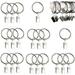 20Pcs Curtain Rings Clips Metal Drapery Cloth Pegs with Ring Pincer Clip Curtain Rod Rings Drapery Clips (Silver 20Pcs)