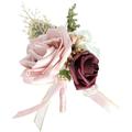 AURIGATE Wedding Bride Wrist Corsage Bridesmaid Wrist Flower Artificial Rose Faux Pearl Bracelet for Wedding Prom Party