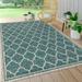 Trebol Moroccan Trellis Textured Weave Teal/Gray 9 ft. x 12 ft. Indoor/Outdoor Area Rug