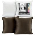 Clara Clark Plush Solid Decorative Microfiber Square Throw Pillow Cover with Throw Pillow Insert for Couch Brown 28 x28 4 Piece Decorative Soft Throw Pillow Set