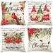 Vorkoi Christmas Pillow Covers 18x18 Set of 4 for Christmas Decorations Wreath Bird Winter Merry Christmas Pillow Covers for Coach Sofa Decor