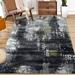 Yesfashion 5 x 8 Modern Abstract Area Rug Low Pile Non-Slip Washable Distressed Rug Aesthetic Throw Rugs for Living Room Bedroom Home Office Dining Room Gray Black