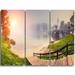 Design Art Majestic Foggy Morning in Lake - 3 Piece Graphic Art on Wrapped Canvas Set