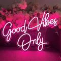 ZPL Good Vibes Only Neon Sign Pink Neon LED Night Lights Goodvibes Neon Light Sign for Wall Decor for Bedroom Wedding Party (23.62x15.74inch)