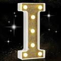 LED Marquee Letter Lights Light Up Golden Alphabet Marquee Letters Sign Glitter Night Light Sign for Girls Gifts Birthday Wedding Christmas Party Bedroom Baby Shower Decorations Letter I