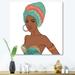 DESIGN ART Designart African American Woman With Earring & Turban Modern Canvas Wall Art Print 36 in. wide x 36 in. high