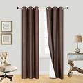 2 Piece Faux Silk Window Blackout Curtain Solid Pattern With Bronze Antique Grommet Energy Efficient Adam Size 63 84 95 And 108 Long (84 Standar Brown Chocolate)