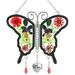 KY&BOSAM Silver Zircon & Staind Glass I Love You Aunt Butterfly Suncatcher & Wind Chime Ornament Decor Colorbox Packing Gift