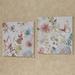 Butterfly Haven Floral Canvas Handpainted Watercolor Wall Art Set Pink Blue and Green Hues 24 sq. Set of 2