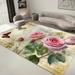 Pink Rose Area Rug Ultra Soft Area Rug Non-Slip Vintage Washable Throw Rugs Floor Carpet For Bedroom Living Room Nursery 4 x 6