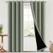 H.VERSAILTEX 100% Blackout Curtains grommet Room Darkening Curtains Window Drapes Thermal Insulated Curtains with black lining for Living Room 52 x 84 Inches Panels (2 Panels Light Sage)