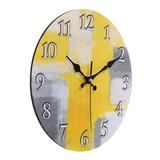 Uxcell 10 Inch Wooden Wall Clock Quartz Battery Operated Silent Retro Style Round Wall Clocks Yellow