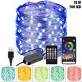 Smart Fairy String Lights - 20 LEDs Twinkle Light Work Control RGB Color Changing Christmas Lights for Bedroom Party Wedding Craft Decor Christmas Decoration Bluetooth 4.0 APP Remote Music