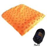 Yoga Mat Towel with Corner Pockets Non Slip Sweat Absorbent Hot Yoga Towels Soft Yoga Blankets with Travel Bag Skidless Mat Cover for Workout Gym Fitnessï¼ŒOrange