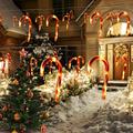 opvise Christmas Lights Outdoor Festive Lights 1 Set of 10 Solar Candy Cane Lights Warm White Led for Festive way Decoration