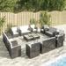 Dcenta 16 Piece Patio Set with Cushions Poly Rattan Black