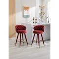2 PCS Bar Stool Counter Height Bar Stools Set of 2 for Kitchen Counter Bar Chairs with Solid Wood Legs and Footrest a Fixed Height of 360 Degrees for Restaurants Indoor Outdoor Claret Red