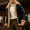 Mens Faux Fur Jacket Sherpa Lined Fleece Shearling Coat Vintage Zipper Warm Military Cargo Trucker Aviator Suede Bomber Jacket Outwear