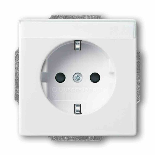 Busch-Jaeger future linear Steckdose, 1f, studioweiß, glänzend, Unterputz, horizontal/vertikal, IP20, Textfeld/Beschriftungsfläche, Zentralplatte Image