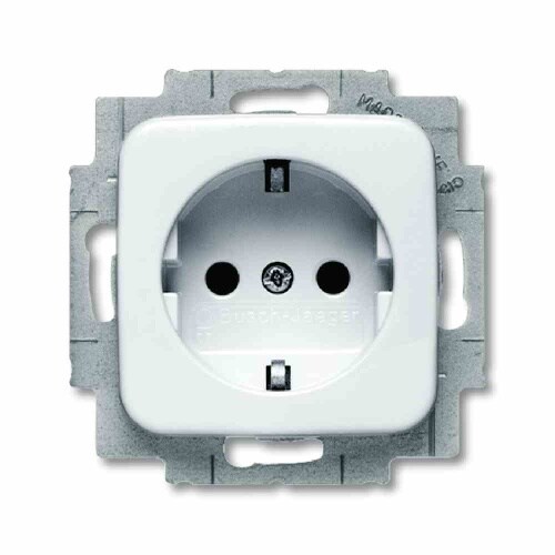 Busch-Jaeger Reflex SI Steckdose, 1f, alpinweiß, glänzend, Unterputz, mit erhöhtem Berührungsschutz, horizontal/vertikal, IP20, Zentralplatte Image