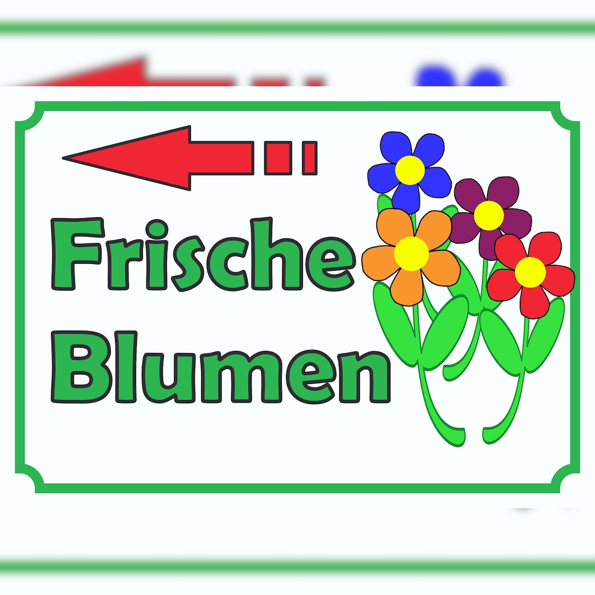 Verkaufsschild Schild Blumen links A5 Rückseite selbstklebend Image