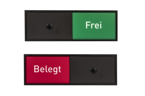 MADRID Black Line Frei-/Belegt Anzeige | Alu schwarz eloxiert | 50x150 mm | Schieber Frei/Besetzt Büro Wartezimmer Besprechungsräume | selbstklebend Image