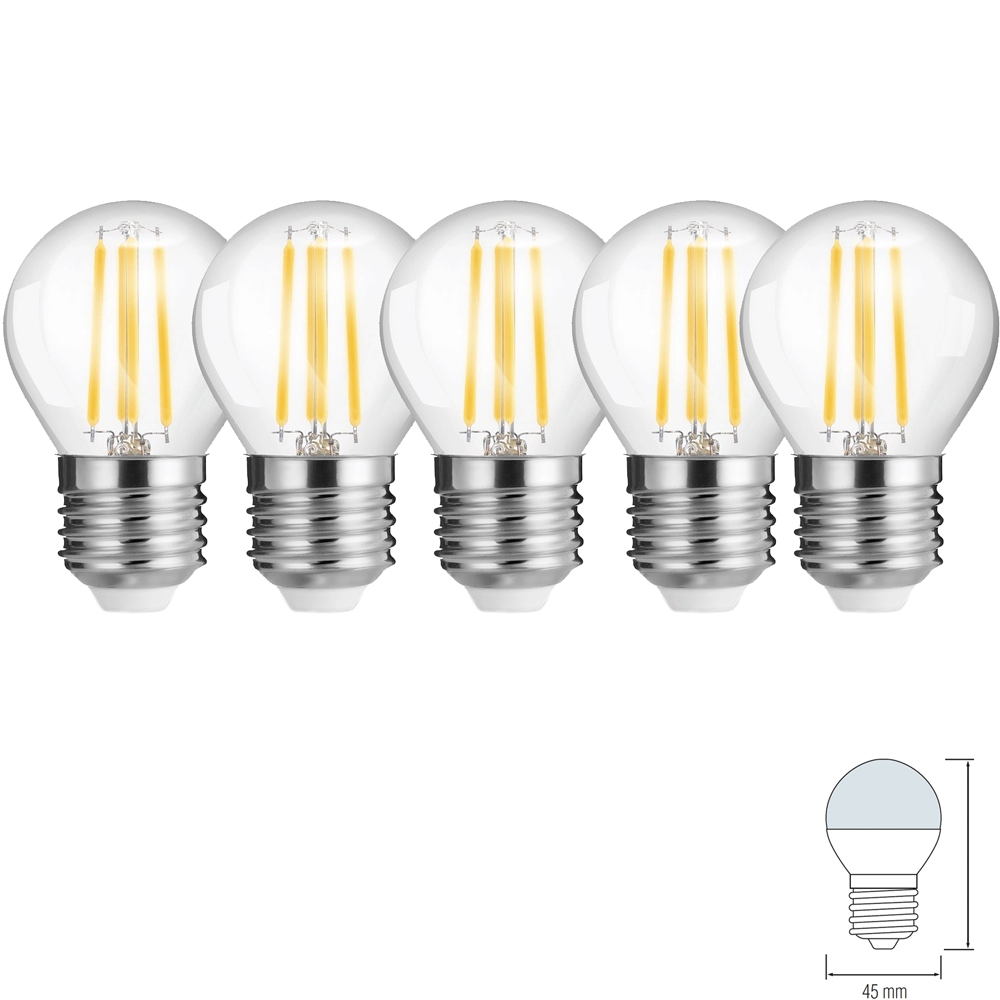 V-Tac 5x 4W E27 Mini LED Filament Leuchtmittel Birne Leuchte 430 Lumen klar Glas Warmweiß Image