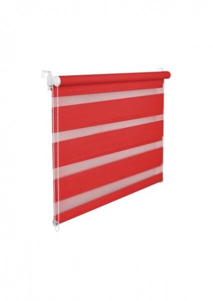 Doppelrollo Duorollo 50 cm breit 150 cm lang rot inkl. Seilzug Fensterrollo Klemmrollo Jalousie Image