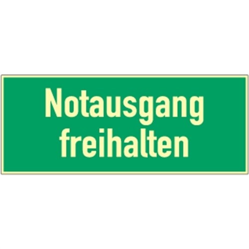 Notausgang freihalten, Textschild, Kunststoff, nachleucht., 160-mcd, 297x148 mm Image