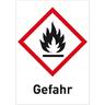 Aufkleber Entzündbar (GHS 02) Gefahr, Folie, 52x74 mm, 10 Stück/Bogen