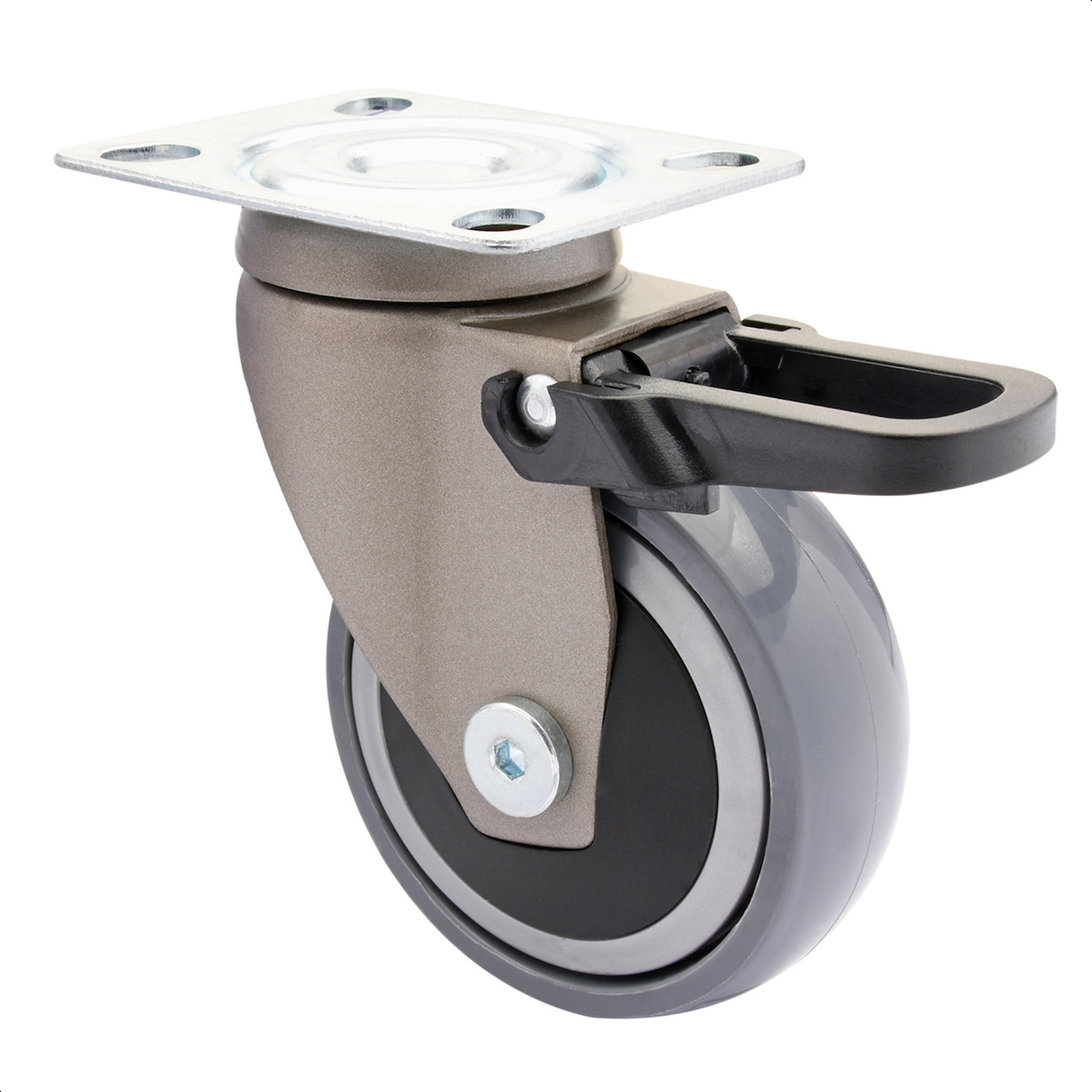 WAGNER Design - 3C Lenkrolle soft mit Bremse - Durchmesser Ø 75 mm, Kugellager, grau, Tragkraft 75 kg - 01237801 Image