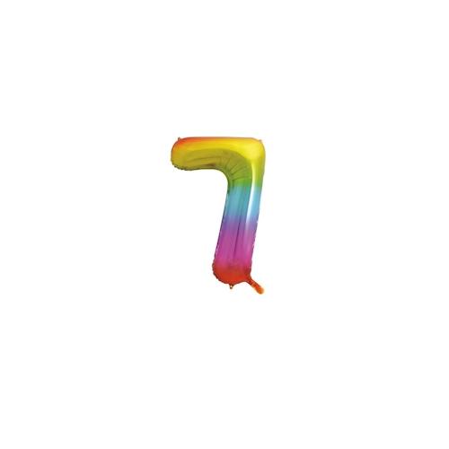 Folienballon Zahl 7 bunt regenbogen