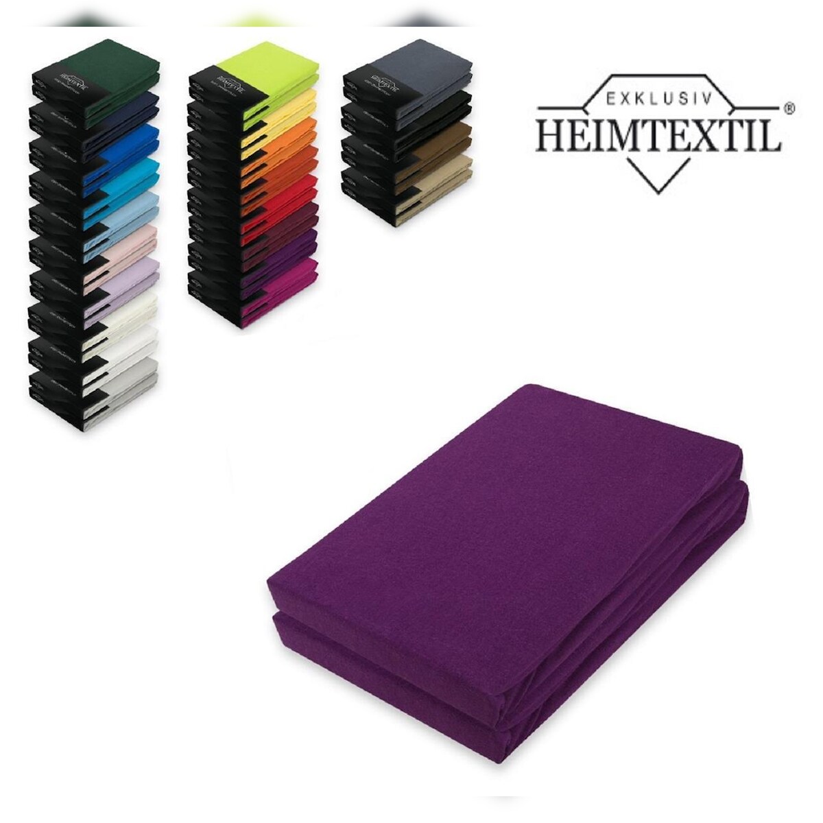 EXKLUSIV HEIMTEXTIL Jersey Spannbettlaken Premium Marke Doppelpack 60 x 120 - 70 x 140 cm Lila Image
