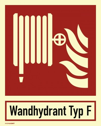 Kombischild Löschschlauch Typ F ISO 7010, Folie, nachleucht., 160-mcd,200x250 mm Image