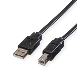 ROLINE USB 2.0 Notebook-Flachkabel, Typ A-B, schwarz, 0,8 m Image