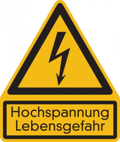 Warnschild, Kombischild, Hochspannung - 200x237x1.5 mm Kunststoff Image