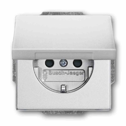Busch-Jaeger future linear Steckdose, 1f, aluminium-silber, matt, Unterputz, horizontal/vertikal, mit Klappdeckel, IP20, Zentralplatte Image
