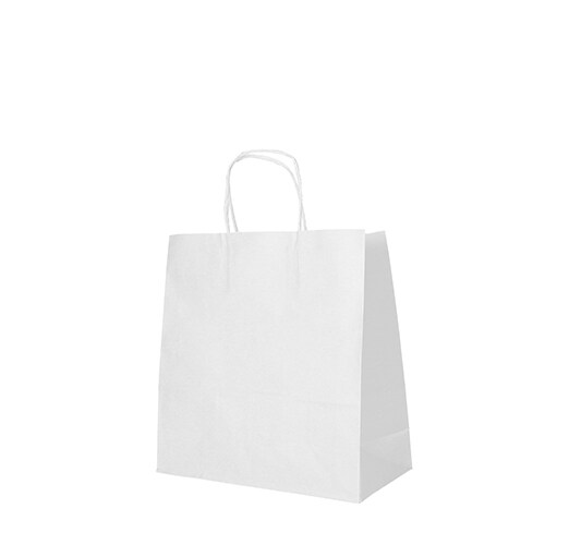 PAPSTAR 25 Tragetaschen, Papier 25 cm x 26 cm x 17 cm weiss mit gedrehtem Tragegriff Image